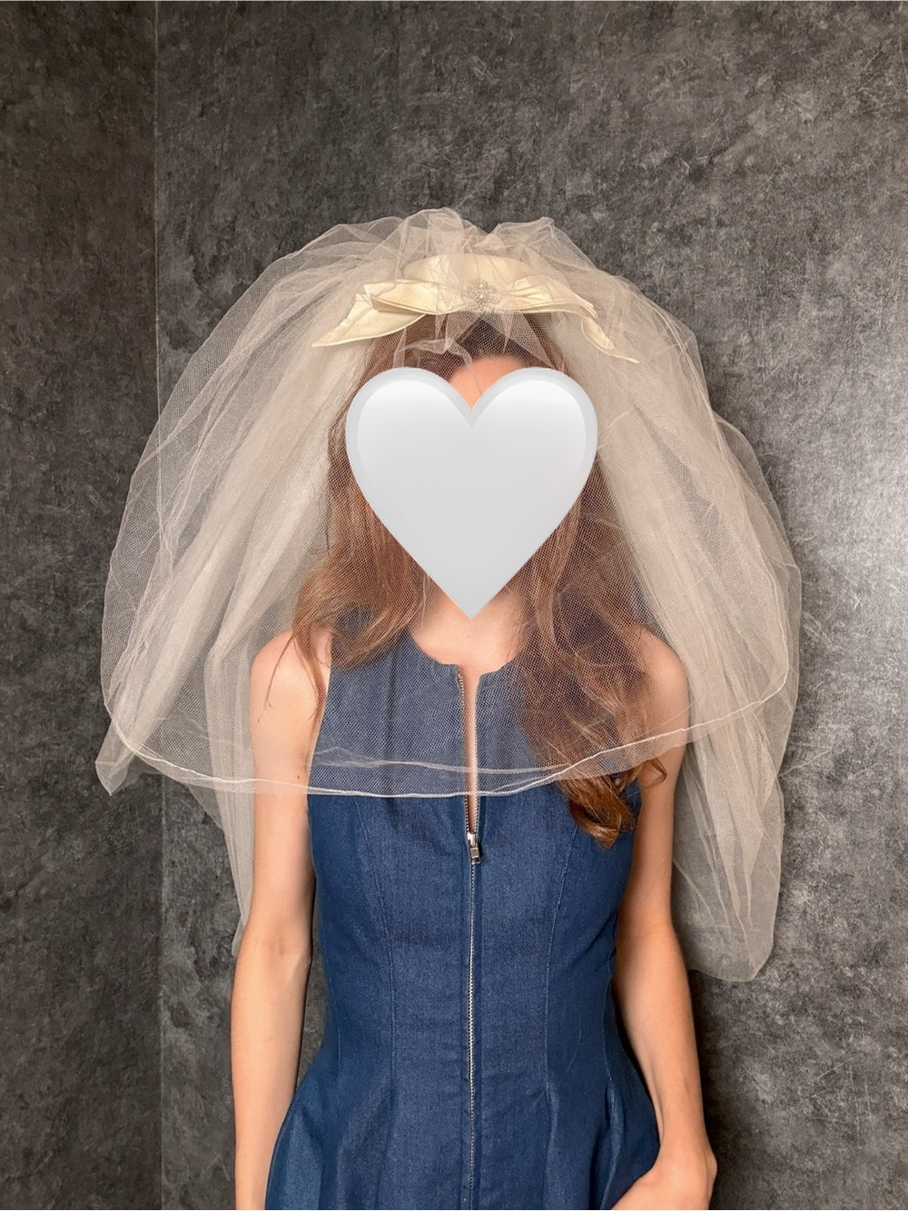 Vintage 1960s English Net Wedding Veil — Elbow Length with Tiny Hat